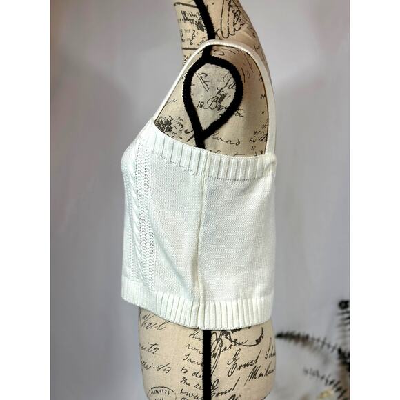 525 Born In Bklyn Hearts & Flowers Embroidered Cropped Cami White M - Picture 6 of 11